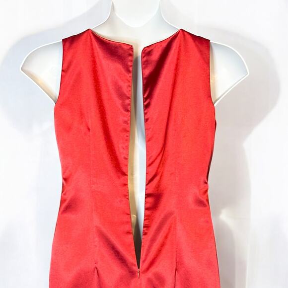 Vintage Positive Attitude Red Satin Cocktail Dress Sz 10 Sleeveless Holiday Glam - Picture 7 of 9